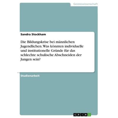 Die Bildungskrise bei männlichen Jugendlichen. Was könnten individuelle und institutionelle Gründe für das schlechte schulische Abschneiden der Jungen