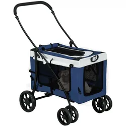 PawHut Hundebuggy Hundetrolley für kleine und Miniaturhunde Oxford Blau