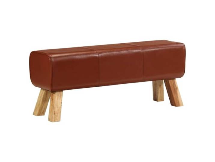 KGTKGTYER Sitzbank Turnbock aus Echtleder & Mango Massivholz Vintage-Look, Robuste Holzbeine, Hoher Sitzkomfort