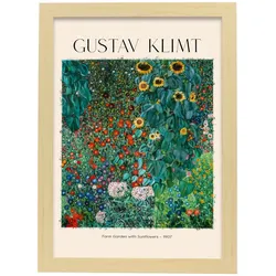 POSTER Granja -Garten Mit Sonnenblume A3 Rahmen Aus Hellem Holz