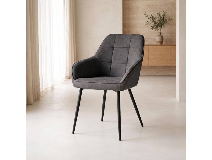 Chaise de salle à manger en tissu gris foncé - Nolan Square