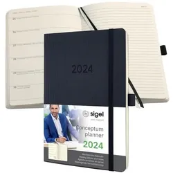 Sigel, Agenda, Wochennotiz-Kl. 2024 C2424 black, 2S/1W, SC, A5 (A5, 1 Woche / 2 Seiten)