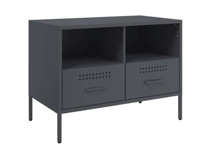 hliofuir TV-Schrank Metall Lowboard Anthrazit 68x39x50,5 cm Kompaktes Industrie-Möbel für Wohnzimmer und Schlafzimmer mit 2 Fächern sowie 2 praktischen Schubladen.