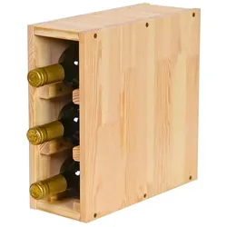PROREGAL Modulares Weinregal VINCELLAR MOD | HxBxT 30x12x30cm | Schmal Modul für 3 Flaschen | Massives Kiefernholz | Natur | Flaschenregal