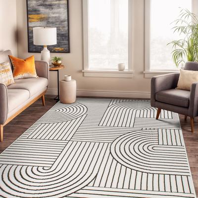 World Rug Gallery Contemporary Stripe Arch Design Durable Area Rug