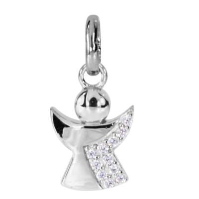 Kettenanhänger OSTSEE-SCHMUCK "Ostsee-Schmuck Anhänger kleiner Engel Anhänger kleiner Engel", weiß, Schmuckanhänger, Damen, 18x9mm, Silber 925 (Sterlingsilber), 0,7 g, Kettenanhänger