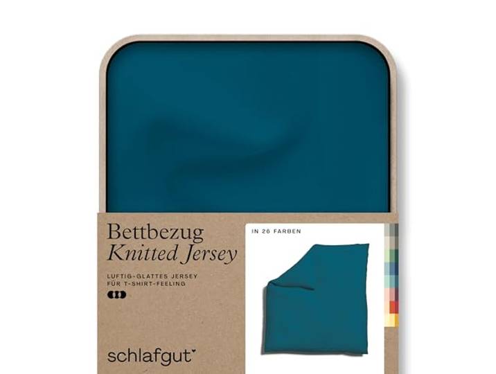 schlafgut Knitted Jersey Bettwäsche 240x220 cm Bio-Baumwolle, Petrol Deep