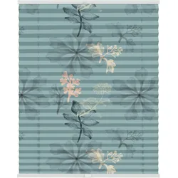 Lichtblick Plissee Klemmfix, ohne Bohren, blickdicht, Aqua Floral - Blau