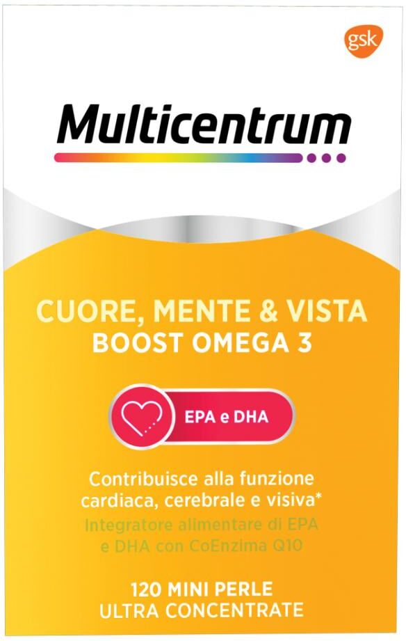 HALEON ITALY Srl Multicentrum - Cuore, Mente e Vista BoostOmega 120 Mini Perle, Integratore Omega-3