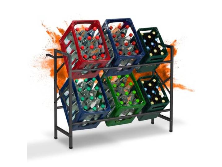 Relaxdays Étagère Rangement Boissons\, HLP: 80 x 104 x 32 cm\, 300 kg\, Range-Boissons pour 6 caisses\, Acier\, Noir