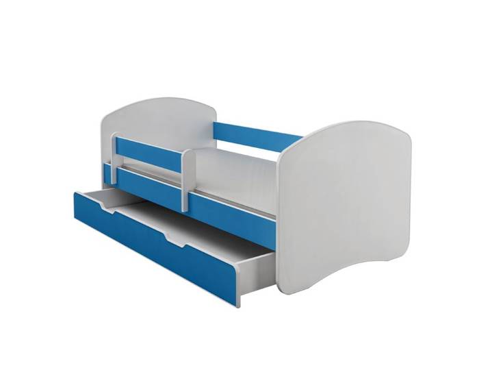 Lit Enfant Bébé 180x80 + TIROIR Matelas Sommier Gratuite BLEU ACMA II