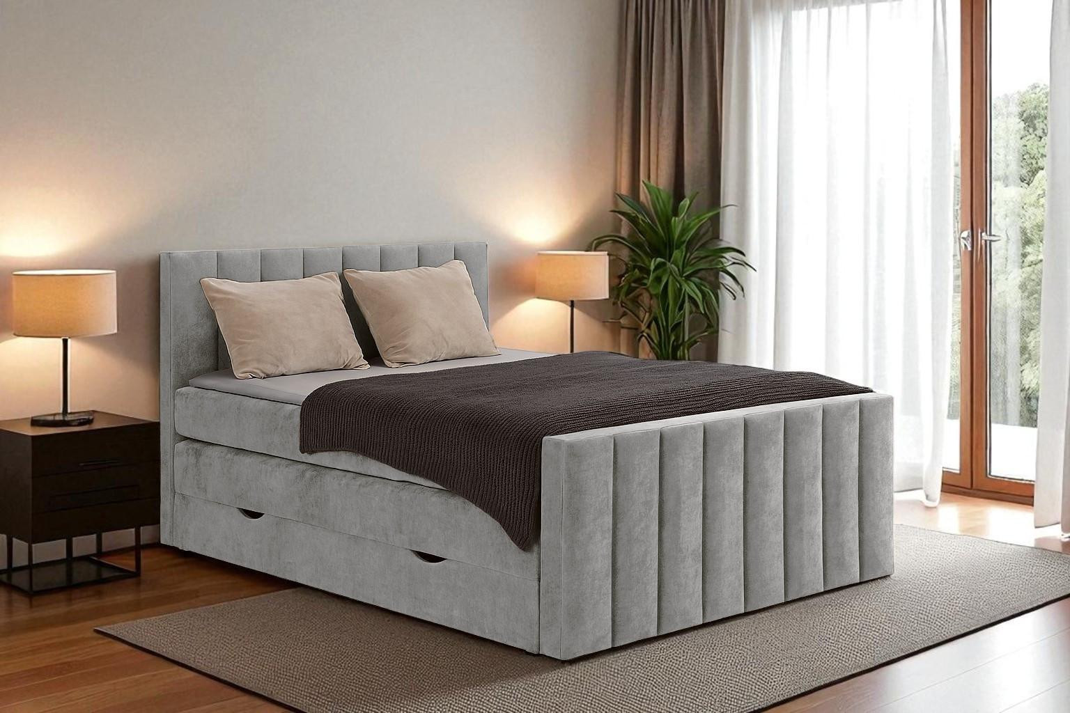 KS HOME CONCEPT Boxspringbed VELTRA met opbergruimte, 180x200 cm, grijs
