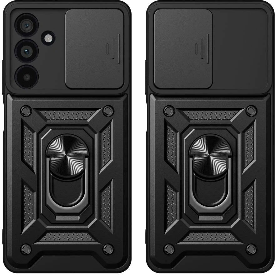 Samsung Galaxy A57 Tech-Protect Camshield m. Fingergreb & Ståfunktion - Sort
