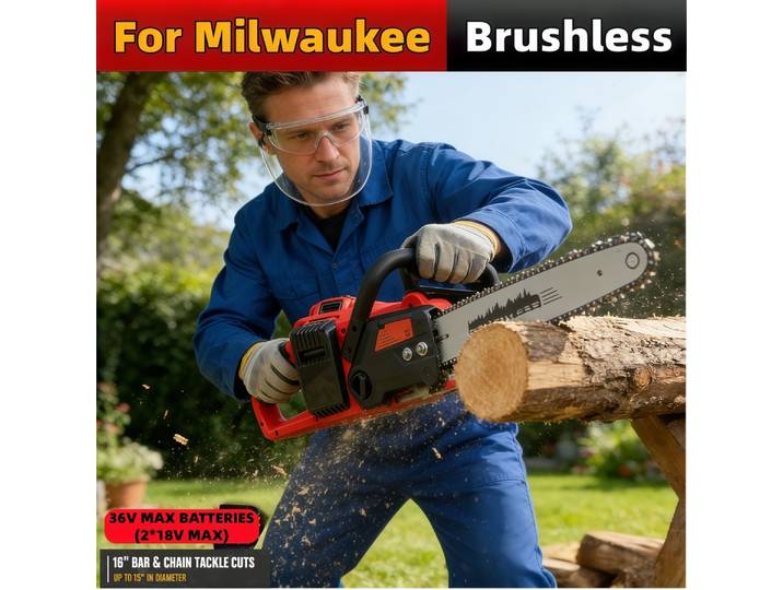 Pour Milwaukee 18V batterie sans fil 16 scie à chaîne sans brosse, double batterie 18V Support pour une coupe efficace et un outil de longue durée de vie