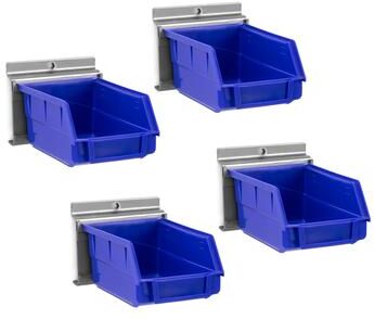 NewAge Products Blue Parts Bins with Parts Bins Support (PVC SW) - Pack of 4