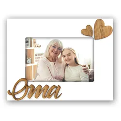 Oma 10x15 cm weiß Tischrahmen Querformat, aus Holz