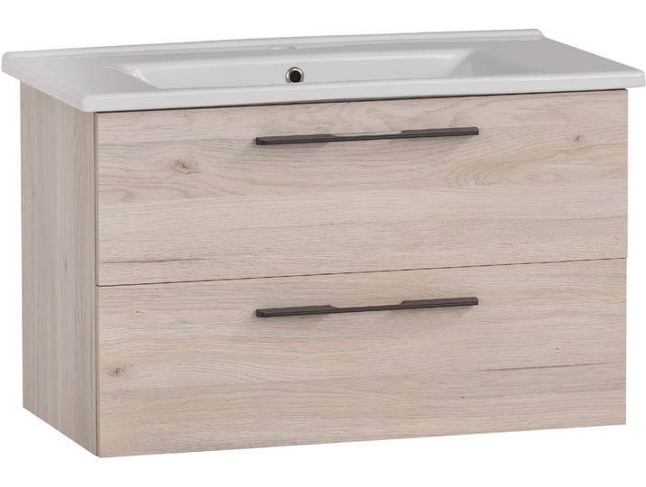Waschtisch SCHILDMEYER Maxim, Sandeiche , beige (sandeiche, sandeiche), B:85cm H:54,5cm T:45,5cm, Waschtische, Waschtisch, Made in Germany