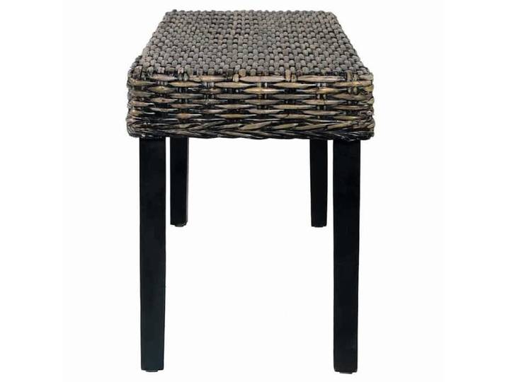 Banquette Cuisine - Noir - Banc intérieur Rustique 110 cm - Noir - Rotin naturel - kubu et bois d'acajou massif 8014