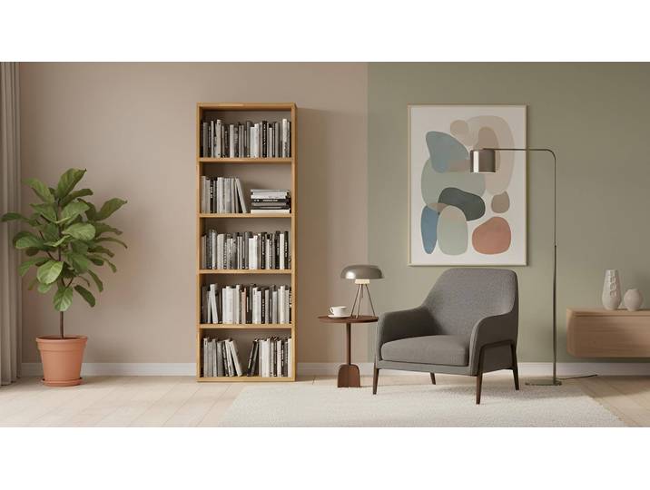 Schmales Bücherregal aus Kernbuche Kernbuche Natur geölt