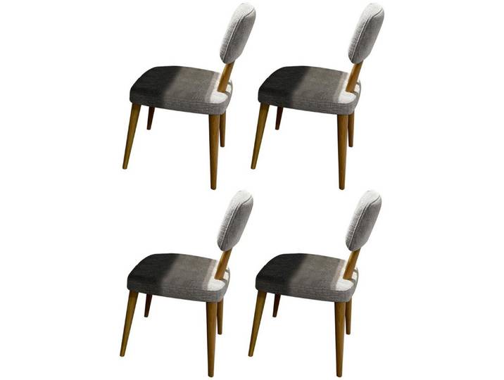 JVmoebel Esszimmerstuhl Graue Polsterstühle mit Holzfüßen im Designerstil (4 St)