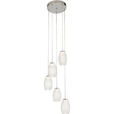 SEARCHLIGHT LED-Hängeleuchte "Hängeleuchte Cyclone, 5-flammig", weiß (chrom, rauchglas), 5, Ø 35cm, 1 Stk., Leuchten, Stalaktit-Optik