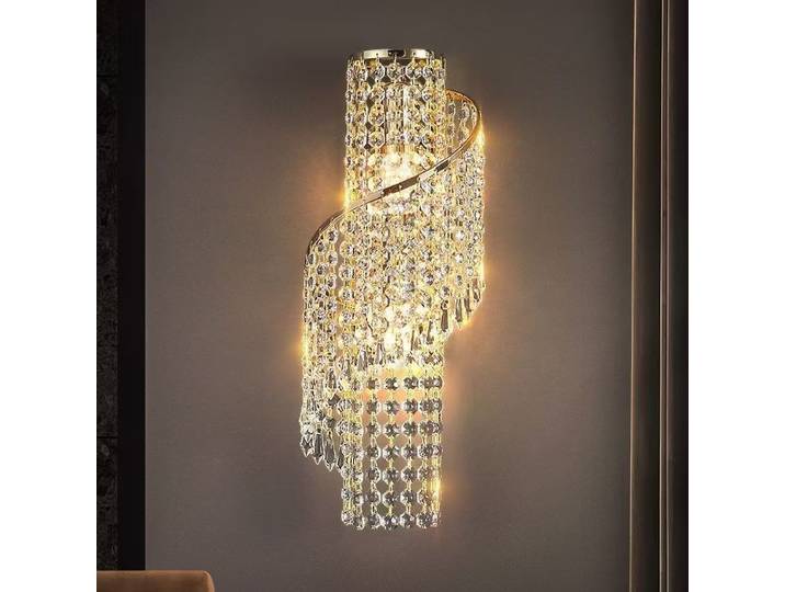 Lampe murale en cristal doré luxueuse - Lampe murale LED. Convient pour le salon, la chambre à coucher, le couloir et la d