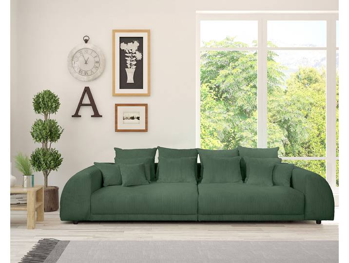 home24 XXL-bank groen corduroy Lola 310 x 86 x 135cm modern