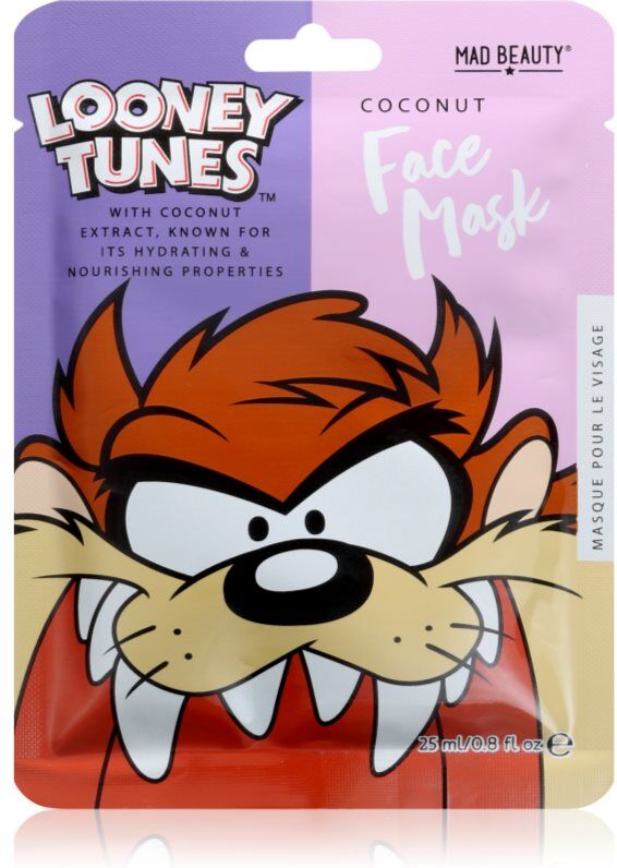 Mad Beauty Looney Tunes Taz moisturising face sheet mask with antioxidant effect 25 ml