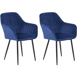 ESSZIMMERSTUHL 2er-Set Samtstoff Blau Wellston