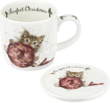Royal Worchester Royal Worcester Wrendale Designs Mug and Coaster Set Christmas