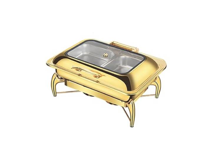 Chafing Dish Buffet-Set mit Klappdeckel aus Edelstahl chafing dish Chafer mit Sichtdeckel und abnehmbarem Sockel