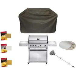 Gasgrill Grandhall ELITE G4 Trolley Grillpaket 23 kW Grill Gas Gartenkamin BBQ