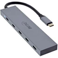 InLine USB-C Hub (USB-C, 5 Ports), Dockingstation + USB Hub, Grau
