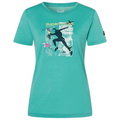 super.natural - Women's Running Art Tee - Merinoshirt Gr XS grün/ various