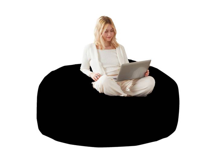Wishdor Sitzsack Schwarz klappbar, Rund, 150x60x150 cm, Wohnzimmer, Sessel, Sitzsäcke, XXL Sitzsäcke