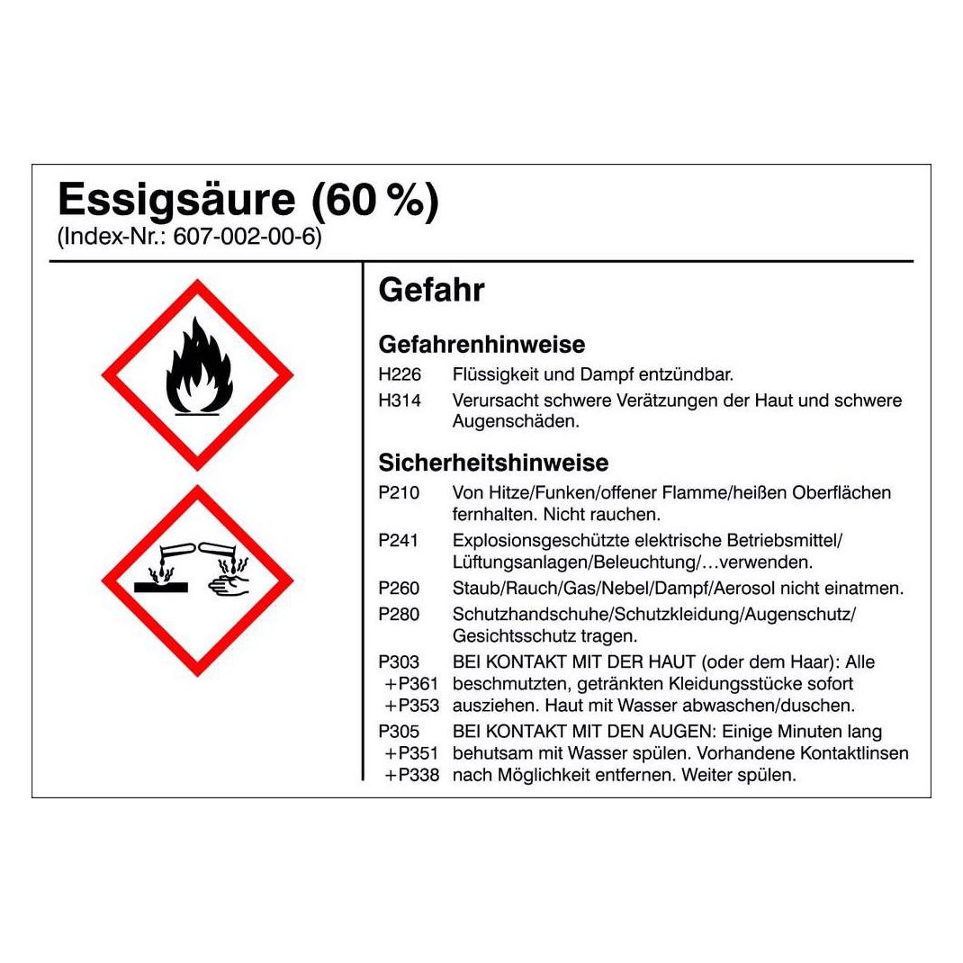 SafetyMarking Gefahrstoffetiketten G008 Essigsäure 10. (21.B1200.08)