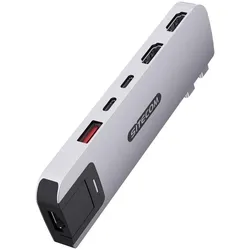 Sitecom MacBook Pro Multiport Hub 6 in 2 Zilver (AC-2103) (USB-C, 6 Ports), Dockingstation + USB Hub, Silber