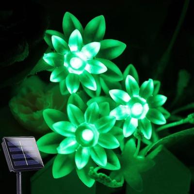 Uplift Picks Solar Lotus Sakura Flower String Lights For Enchanting Outdoor Garden Decor green 7 M 50 Leds lotus Flower