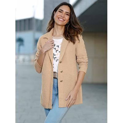 Strickjacke CLASSIC BASICS, Damen, Gr. 46, beige, 80% Polyacryl, 20% metallisierte Fasern, unifarben, Strickjacken Strickjacke