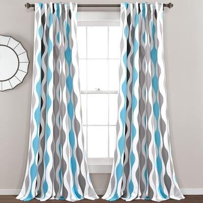 Lush Decor Mid Century Geo Room Darkening Window Curtain Panel Pair