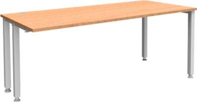 Schäfer Shop Genius Schreibtisch MODENA FLEX, 4-Fuß-Quadratrohr, verkürzte Seitenteile, B 1800 mm, buche