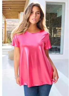 Plus Size Women's Metallic Swing Tee. by Roaman's in Raspberry Sorbet (Size 12)