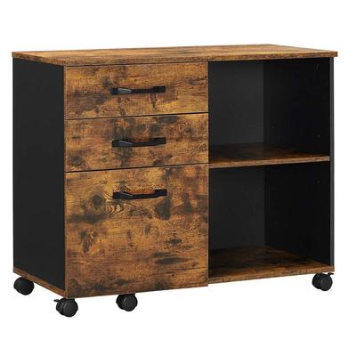 Helloshop26 - Büroschrank mit 3 Schubladen offenen Fächern Ablage für A4-Dokumente Druckerablage Industriestil 80 cm rustikales 12_0002403