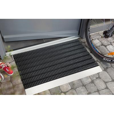Fußmatte ASTRA "Super Brush", schwarz (grau), B:45cm H:28mm L:75cm, Kunstfaser, Teppiche, Fußmatte, Türmatte, Eingansbereich, Aluminium, rutschfest
