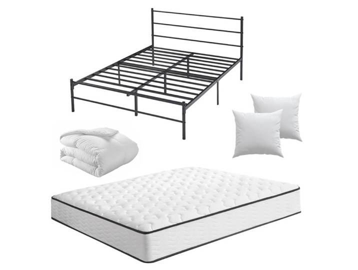 Frixovel Ensemble Matelas 140x190 et Lit avec Tête et Couette et 2Oreillers