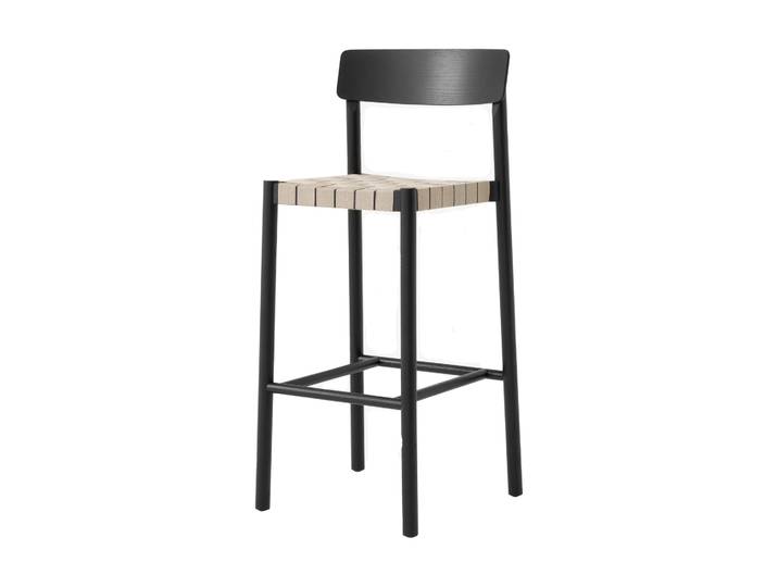 &Tradition Betty TK15 Bar Chair Barstuhl 75 cm Schwarz lackierte esche-naturfarbenes leinen