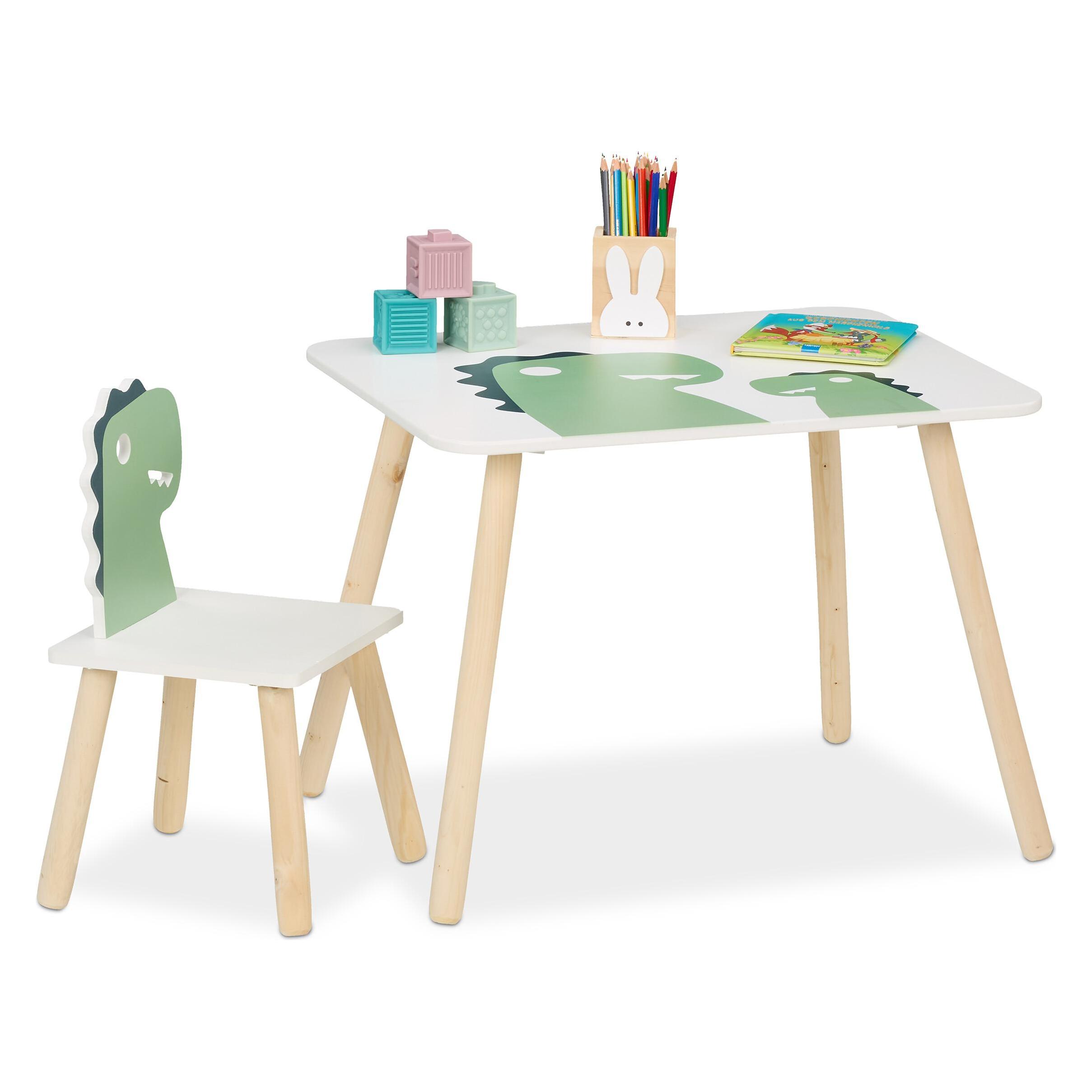 Relaxdays Kindersitzgruppe Dinosaurier (Kinderstuhl, Kindertisch) (4052025510251)