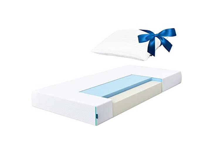 Gel Memory Foam Matratze 100x200cm H3-18cm hohe Schaumstoffmatratze mit kühlendem Geltopper Effekt - Rollmatratze mit 1 Memory Foam Kissen - Öko-Tex Standard 100, atmungsaktiv XIA