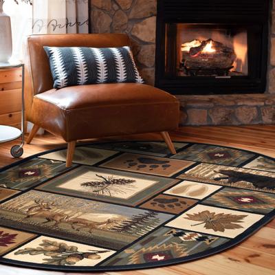 Alise Rugs Natural Lodge Novelty Graphic Indoor Area Rug