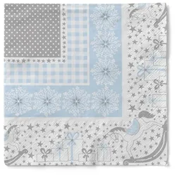 Sovie HORECA Weihnachtsserviette Calypso in Silber-Blau aus Tissue 40 x 40 cm, 100 Stück